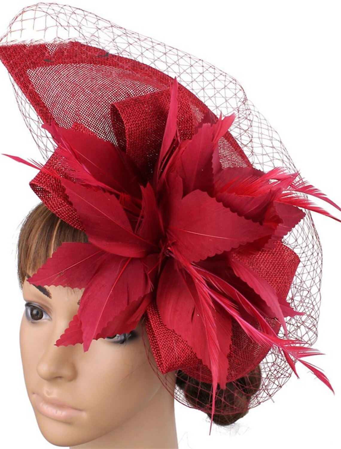 Wholesale Fascinators Hats Headpiece Sinamay Formal Kentucky Derby Horse Race Ladies Day Church Elegant Lady British With Feather Tulle Headpiece Headwear