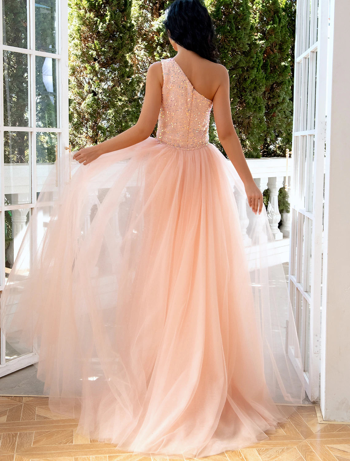 Wholesale  Mermaid / Trumpet Evening Gown Sparkle & Shine Dress Wedding Party Floor Length Sleeveless One Shoulder Sequined with Sequin Slit