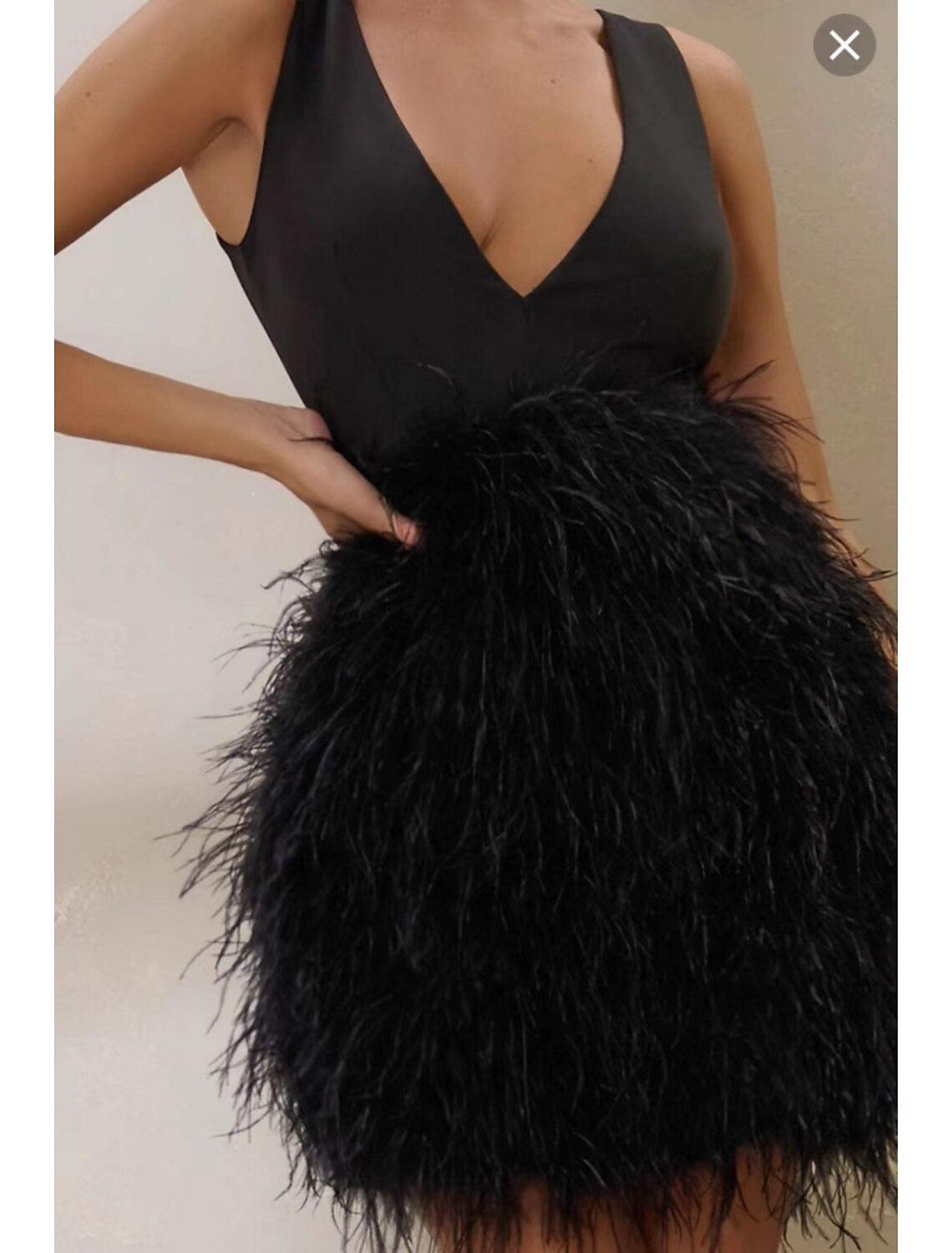 Wholesale Sheath / Column Party Dresses Backless Dress Wedding Guest Cocktail Party Short / Mini Sleeveless V Neck Polyester with Feather