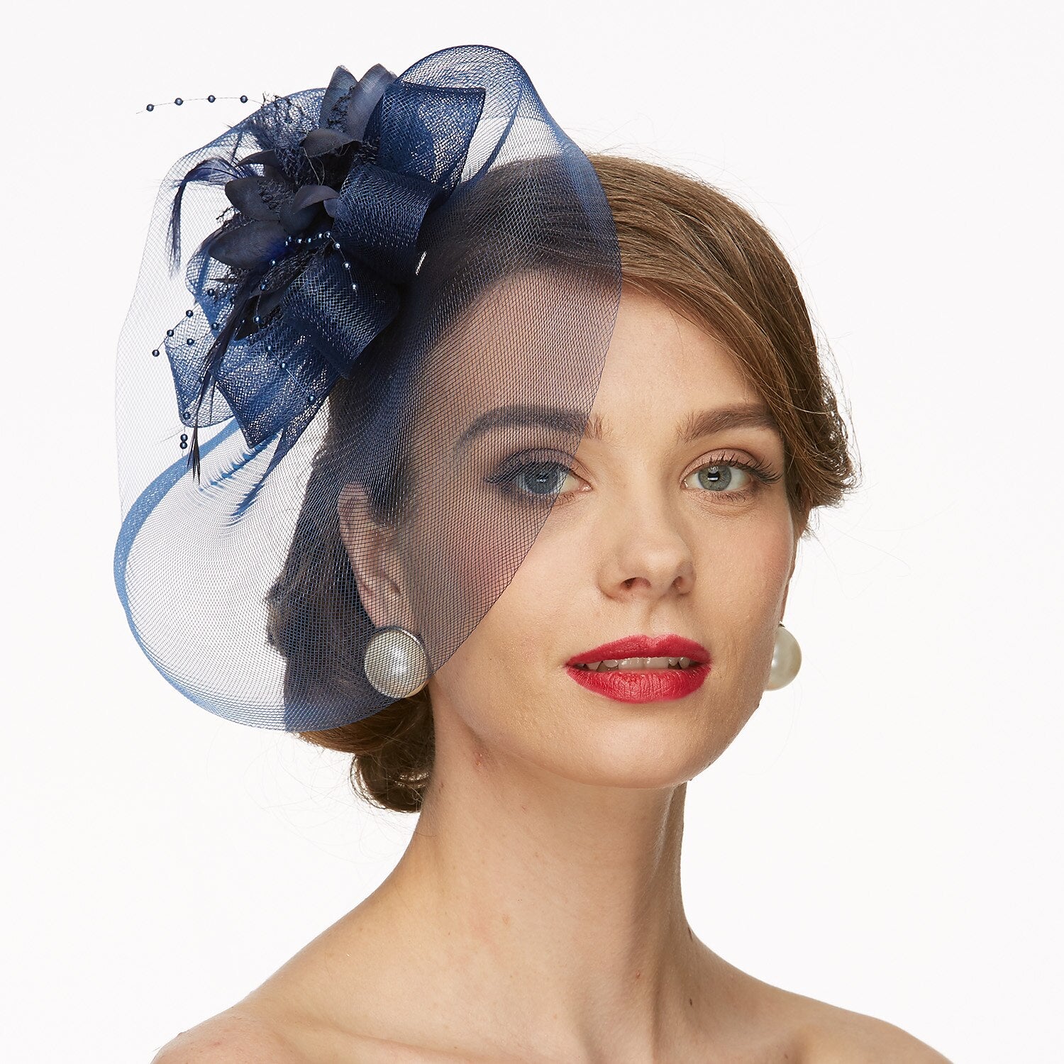 Wholesale Net Fascinators Kentucky Derby Hat/ Headwear with Floral 1PC Wedding / Special Occasion / Tea Party Headpiece