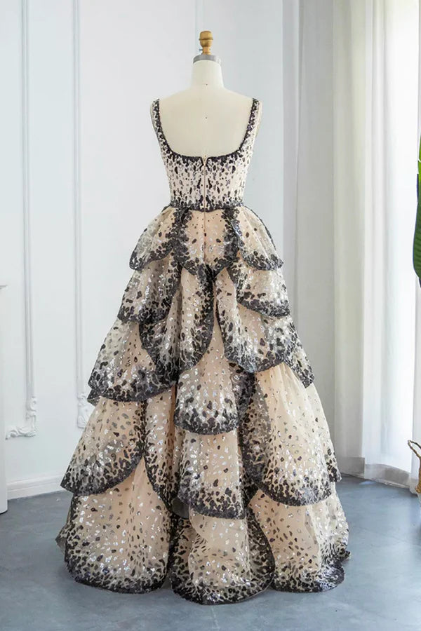 Wholesale Sparkly Sequin Tiered Ruffles Elegant Women Party Formal Dresses