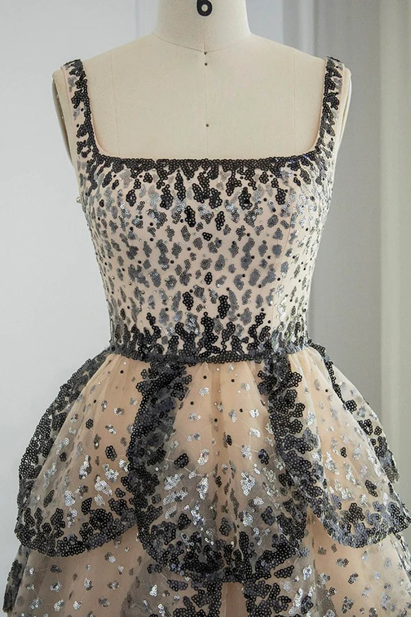 Wholesale Sparkly Sequin Tiered Ruffles Elegant Women Party Formal Dresses