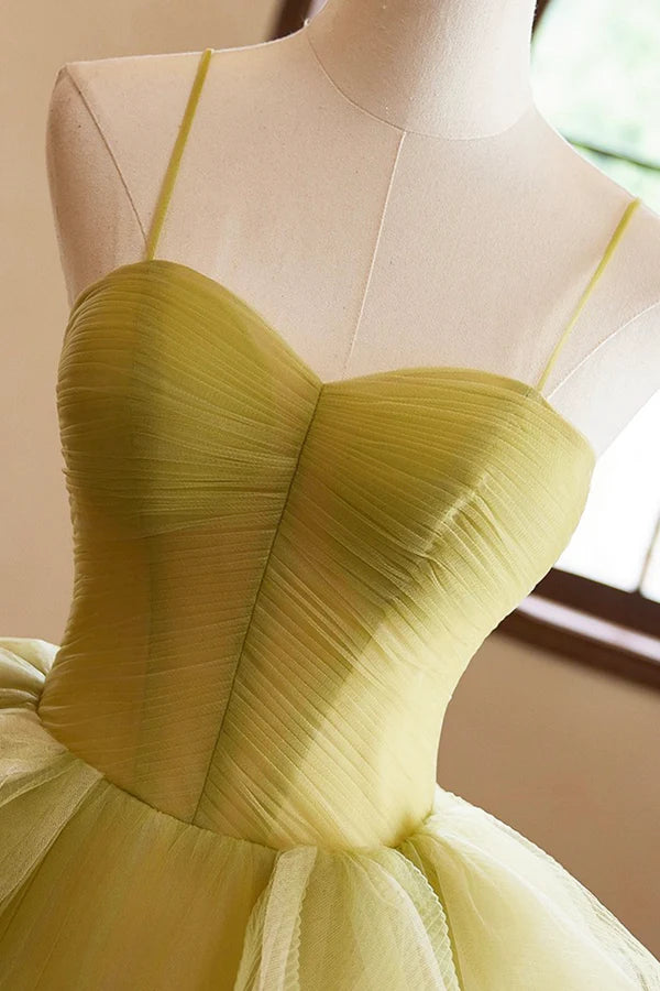 Wholesale Green Ruffle Long A-Line Prom Dresses Spaghetti Straps Backless Evening Dresses