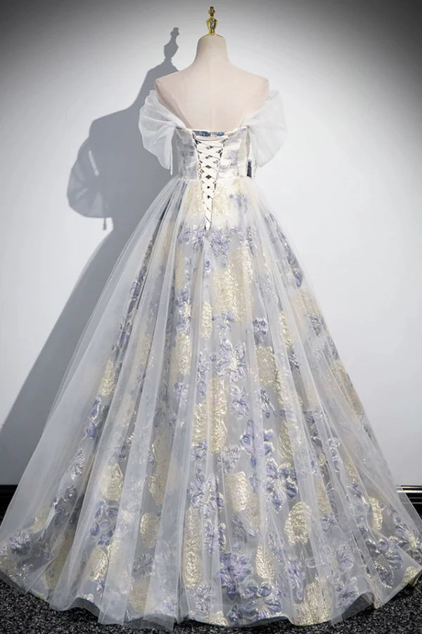 Wholesale Elegant Tulle Floor Length Prom Dress Off the Shoulder Evening Party Dress