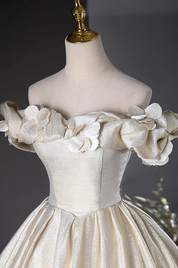 Wholesale Champagne Satin Long Prom Dress Beautiful A-Line Evening Party Dress