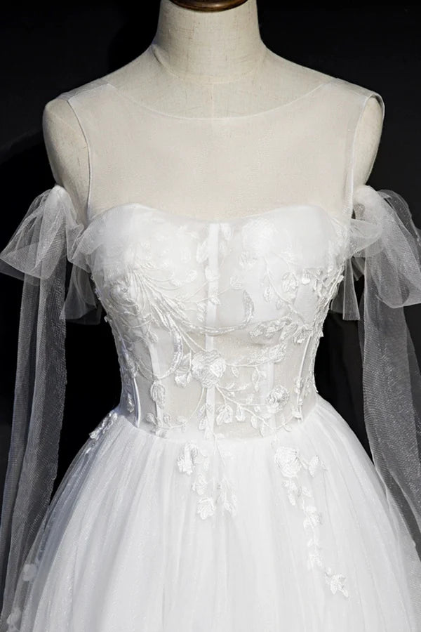 Wholesale White Lace A-Line Tea Length Prom Dress