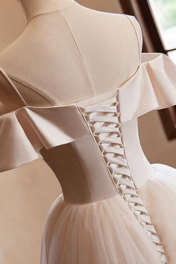 Wholesale Champagne Spaghetti Straps Floor Length Prom Dresses A-Line Sleeveless Backless Evening Party Dress