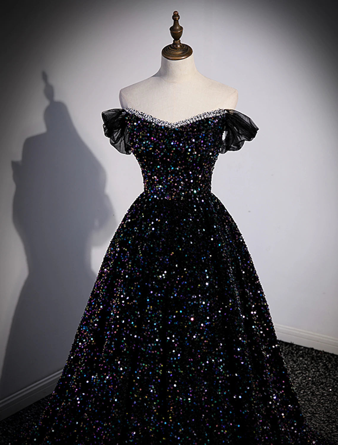 Wholesale  Ball Gown Prom Dresses Sparkle & Shine Dress Wedding Guest Birthday Court Train Sleeveless Off Shoulder Sequined with Pleats Sequin