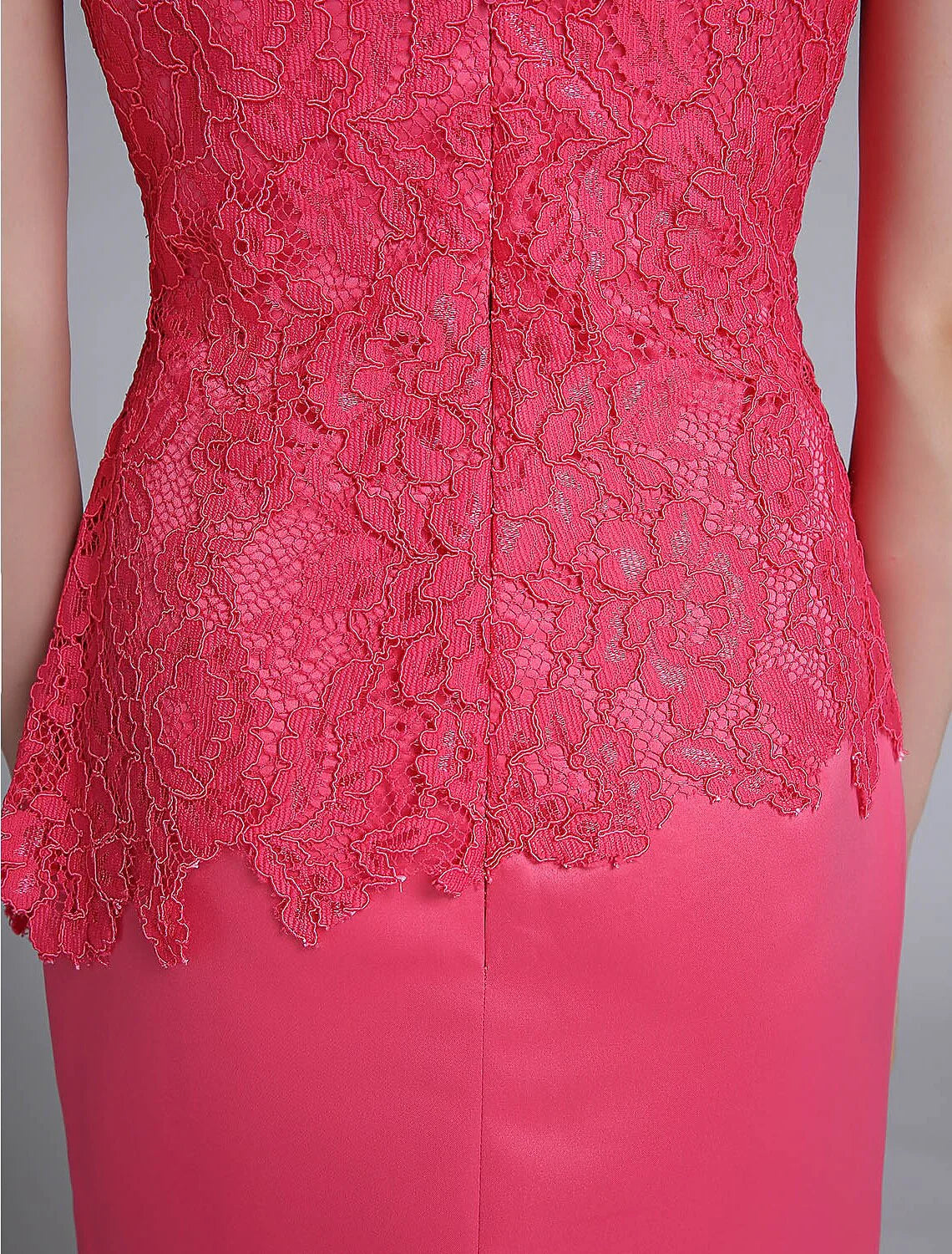 Wholesale Mermaid / Trumpet Mother of the Bride Dress Elegant V Neck Sweep / Brush Train Satin Lace Short Sleeve No with Lace