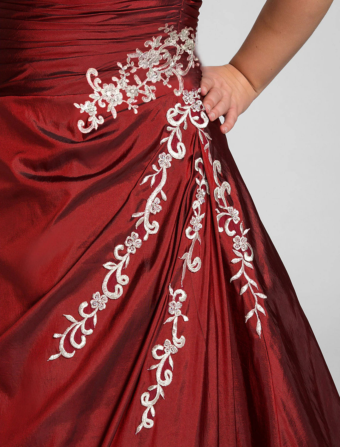 Wholesale Ball Gown Plus Size Prom Formal Evening Dress Strapless Sleeveless Floor Length Taffeta with Beading Appliques