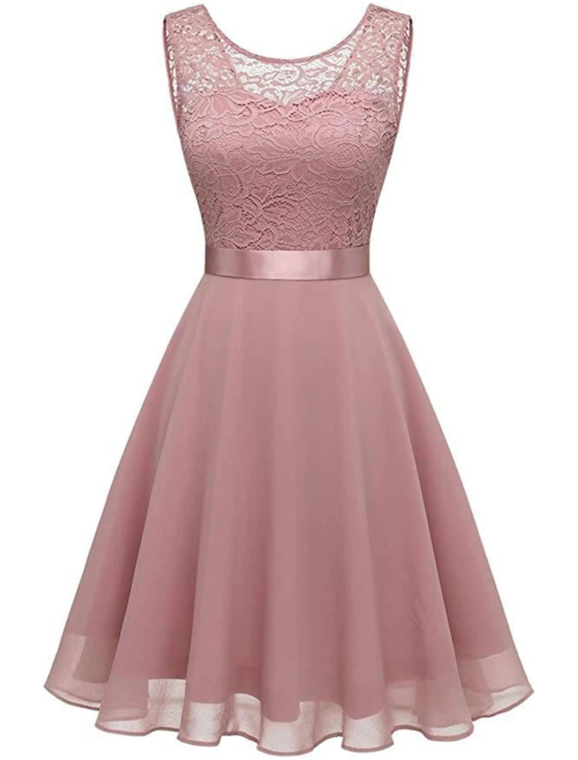 Wholesale Women‘s Party Dress Lace Dress Knee Length Dress Pink Red Wine Dark Blue Red White Black Sleeveless Pure Color Lace Spring Summer Crew Neck Elegant