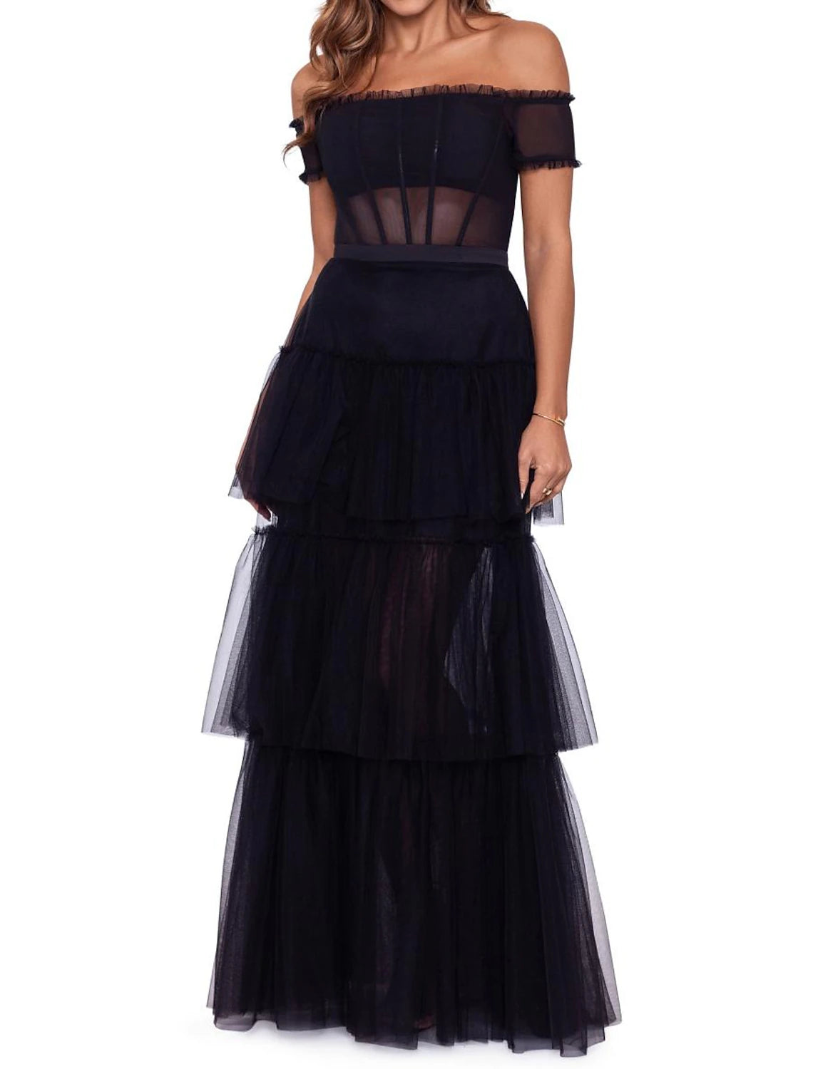 Wholesale  Ball Gown Prom Dresses Corsets Dress Masquerade Prom Floor Length Sleeveless Off Shoulder Tulle with Ruffles