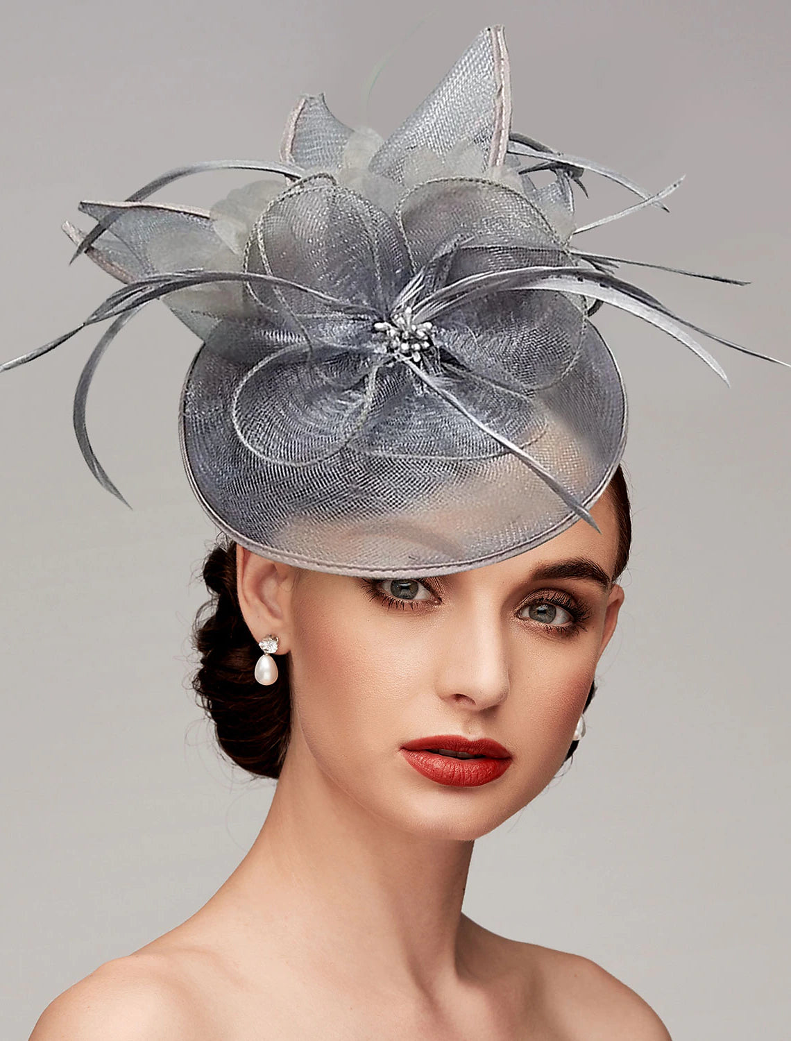 Wholesale Feathers Net Fascinators Kentucky Derby Hats Headpiece with Feather Cap Flower 1 PC Wedding Horse Race Ladies Day Melbourne Cup Headpiece