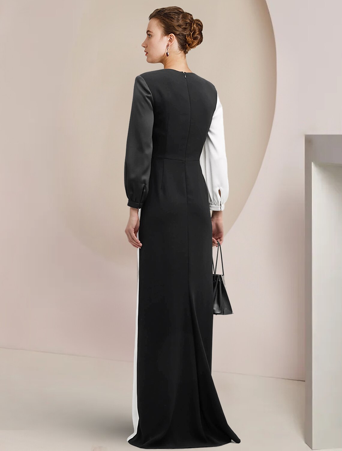 Wholesale  Sheath / Column Mother of the Bride Dress Formal Wedding Guest Party Elegant V Neck Floor Length Stretch Satin 3/4 Length Sleeve with