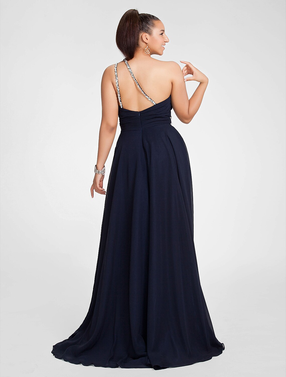 Wholesale A-Line Cut Out Dress Wedding Guest Prom Sweep / Brush Train Sleeveless One Shoulder Chiffon with Ruched Beading
