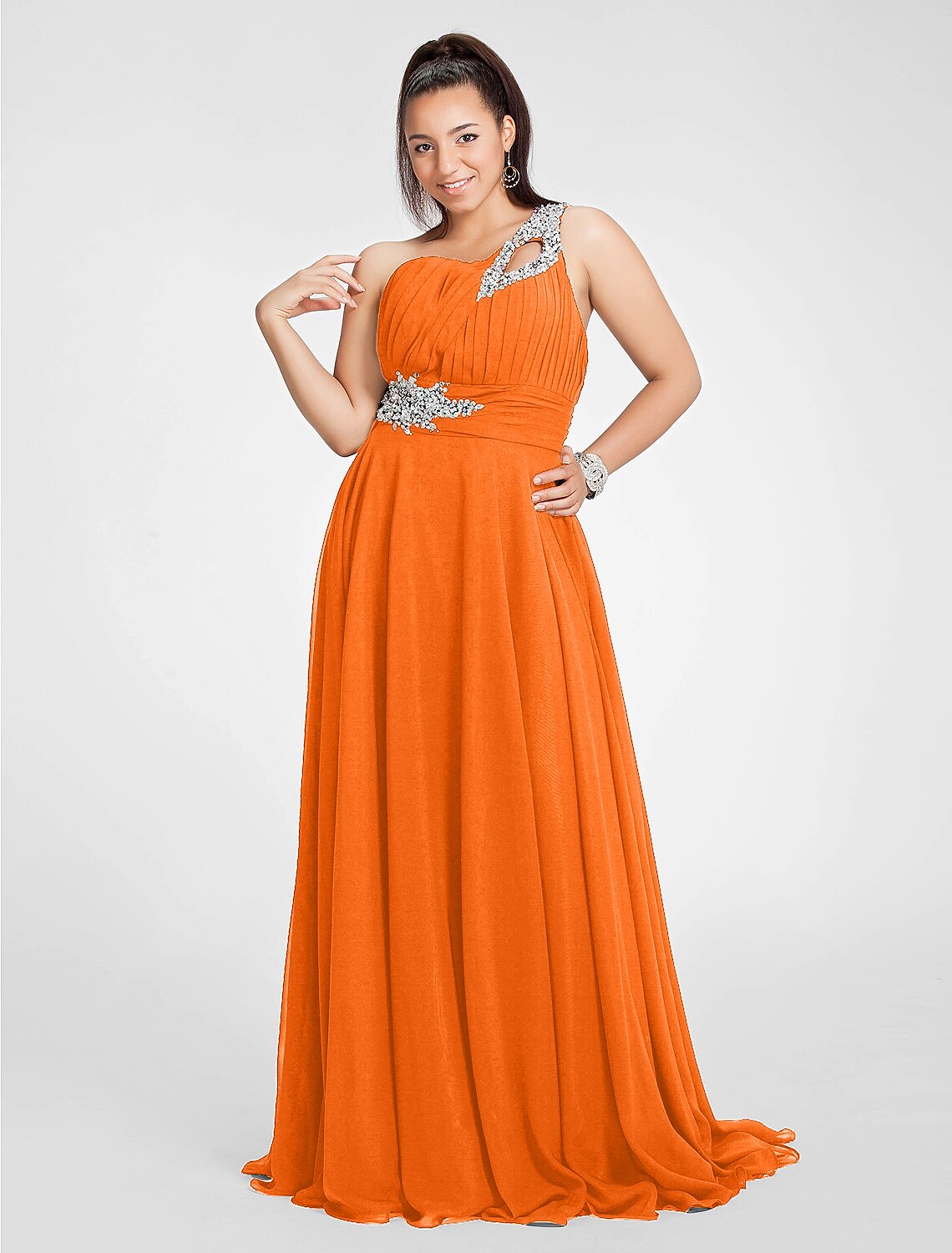 Wholesale A-Line Cut Out Dress Wedding Guest Prom Sweep / Brush Train Sleeveless One Shoulder Chiffon with Ruched Beading