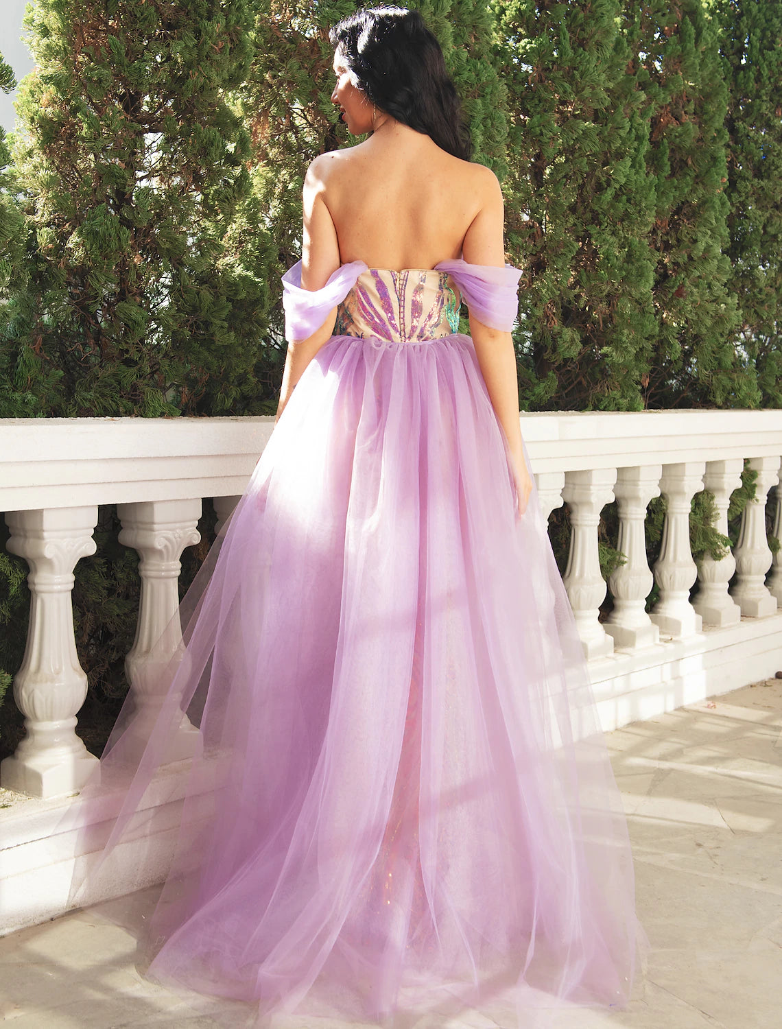 Wholesale Mermaid / Trumpet Prom Dresses Luxurious Dress Wedding Party Birthday Floor Length Short Sleeve V Neck Detachable Tulle with Overskirt