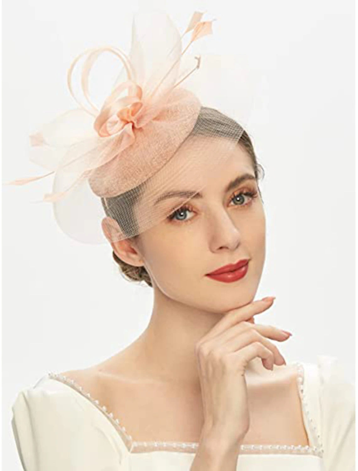 Wholesale Fascinators Feathers Pillbox Hat Wedding Kentucky Derby Melbourne Cup Cocktail Royal Astcot Flower Elegant With Pure Color Headpiece Headwear