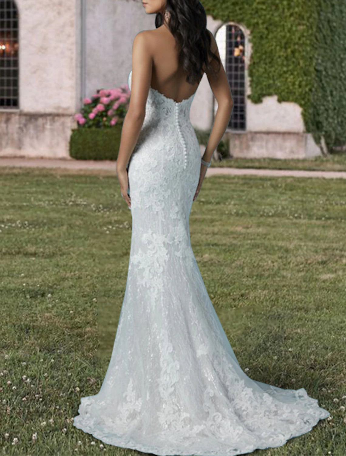 Wholesale Engagement Formal Wedding Dresses Two Piece Sweetheart Strapless Court Train Lace Bridal Gowns With Sequin Appliques