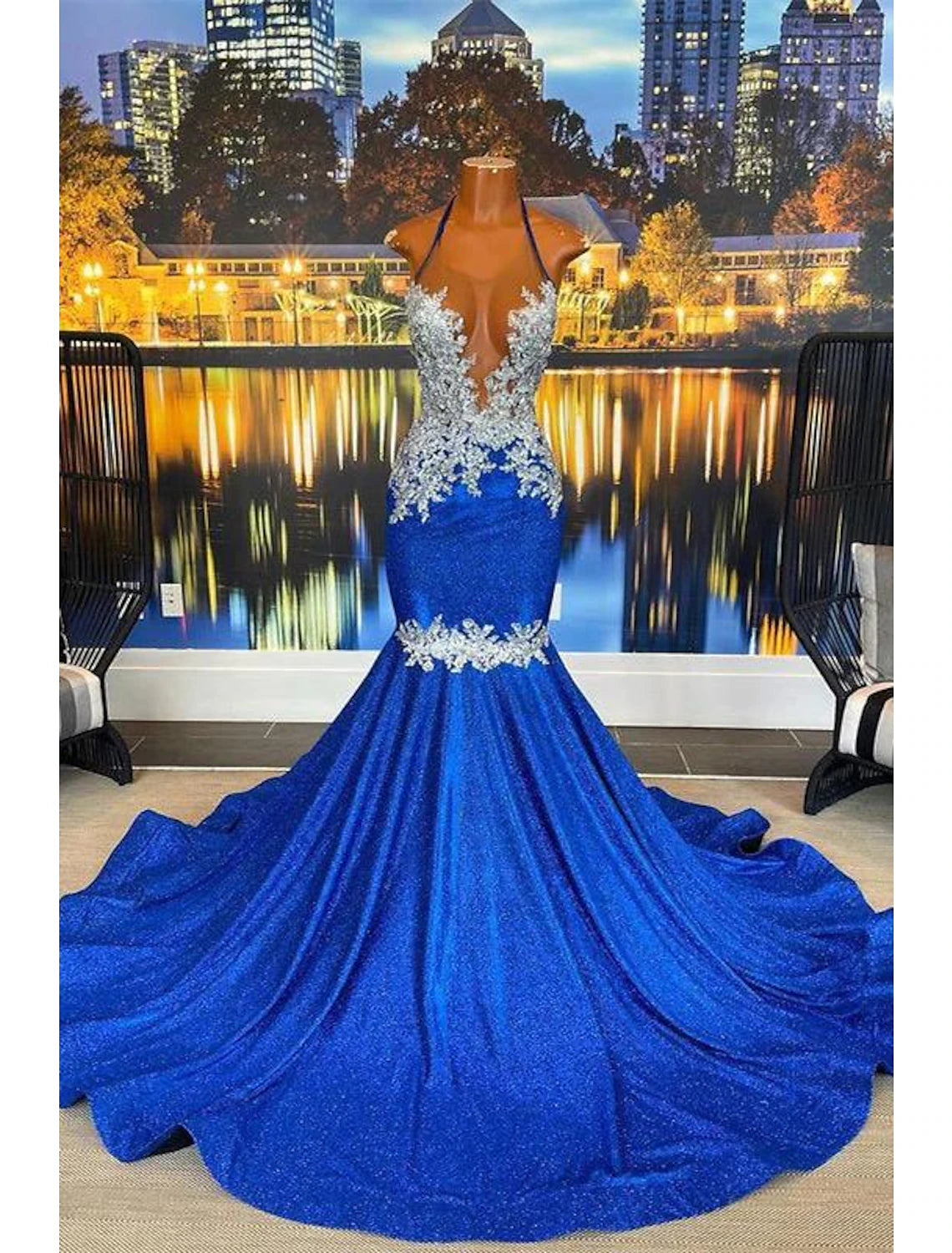 Wholesale  A-Line Prom Dresses Floral Dress Carnival Cocktail Party Court Train Sleeveless Strapless African American Lace Backless with Appliques