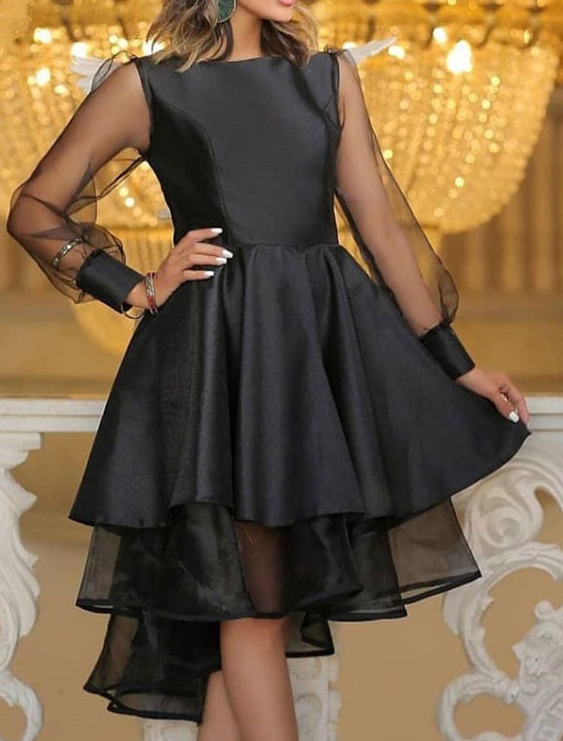 Wholesale Ball Gown Prom Dresses Party Dress Prom Black Tie Gala Tea Length Long Sleeve Off Shoulder Belt / Sash Satin Backless with Ruched