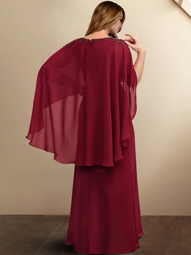 Wholesale A-Line Plus Size Curve Mother of the Bride Dresses Elegant Dress Formal Floor Length Sleeveless V Neck Chiffon with Pleats Beading