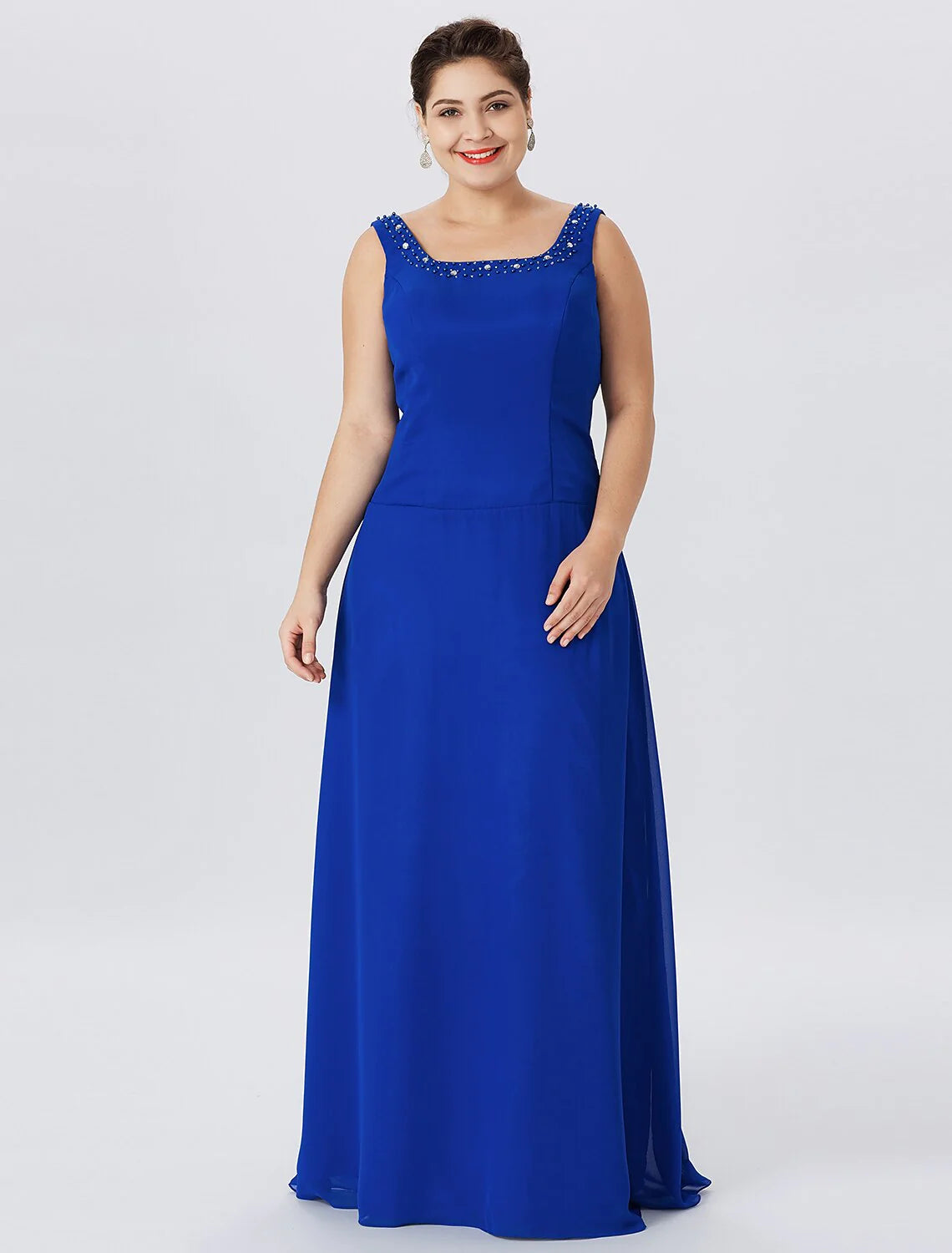 Wholesale A-Line Mother of the Bride Dress Formal Classic & Timeless Elegant & Luxurious Plus Size Straps Floor Length Chiffon Lace Long Sleeve Wrap Included with Pearls Crystals