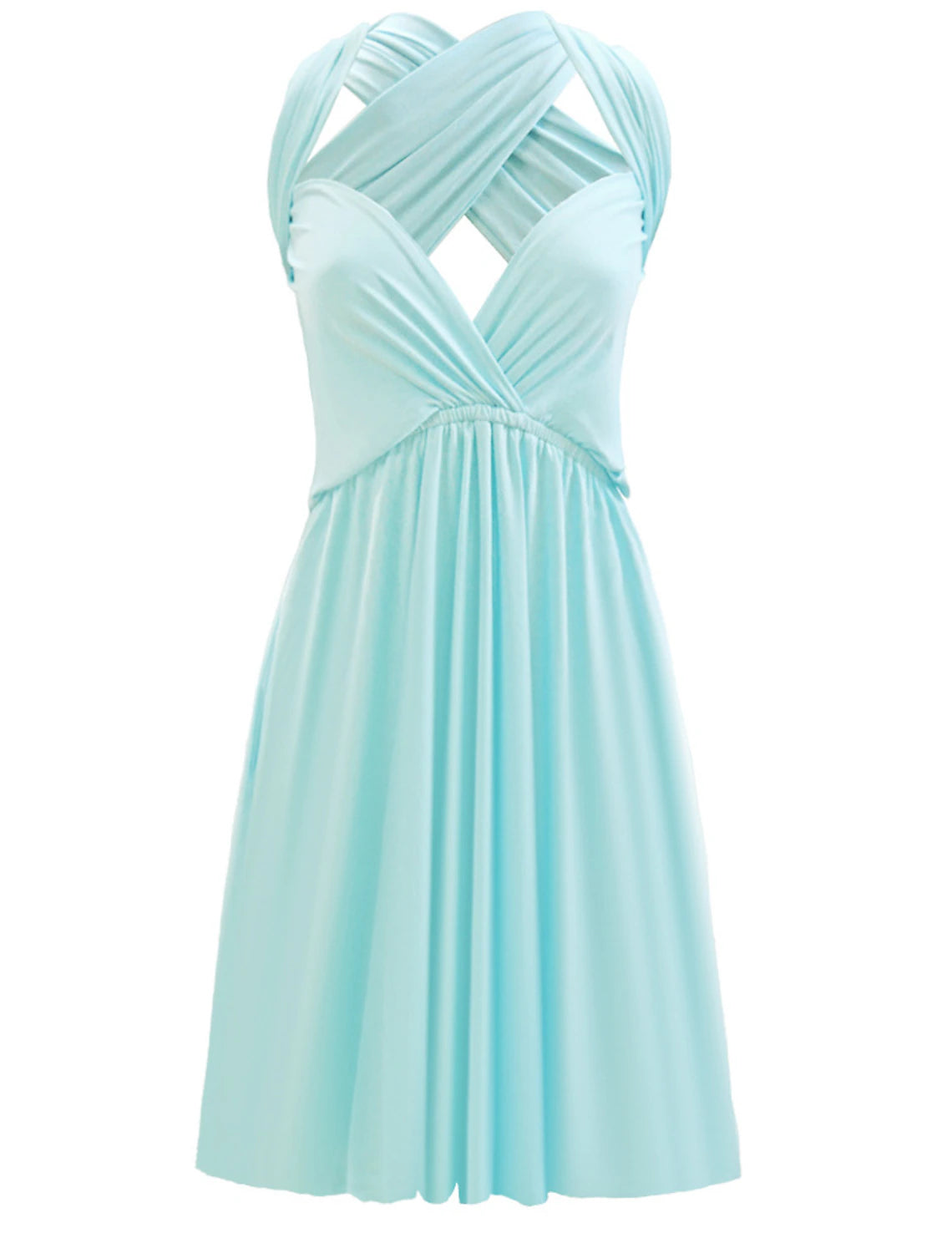 Wholesale  A-Line Bridesmaid Dress Halter Sleeveless Convertible Short / Mini Spandex with Ruching