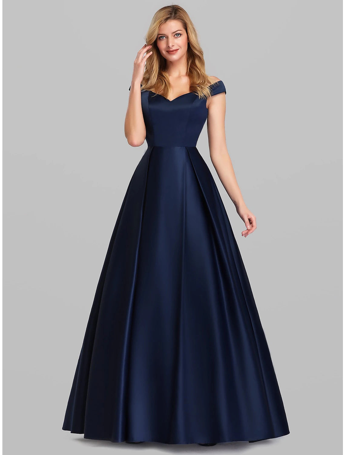 Wholesale  A-Line Evening Gown Elegant & Luxurious Dress Wedding Guest Formal Evening Floor Length Sleeveless Plunging Neck Satin with Ruched