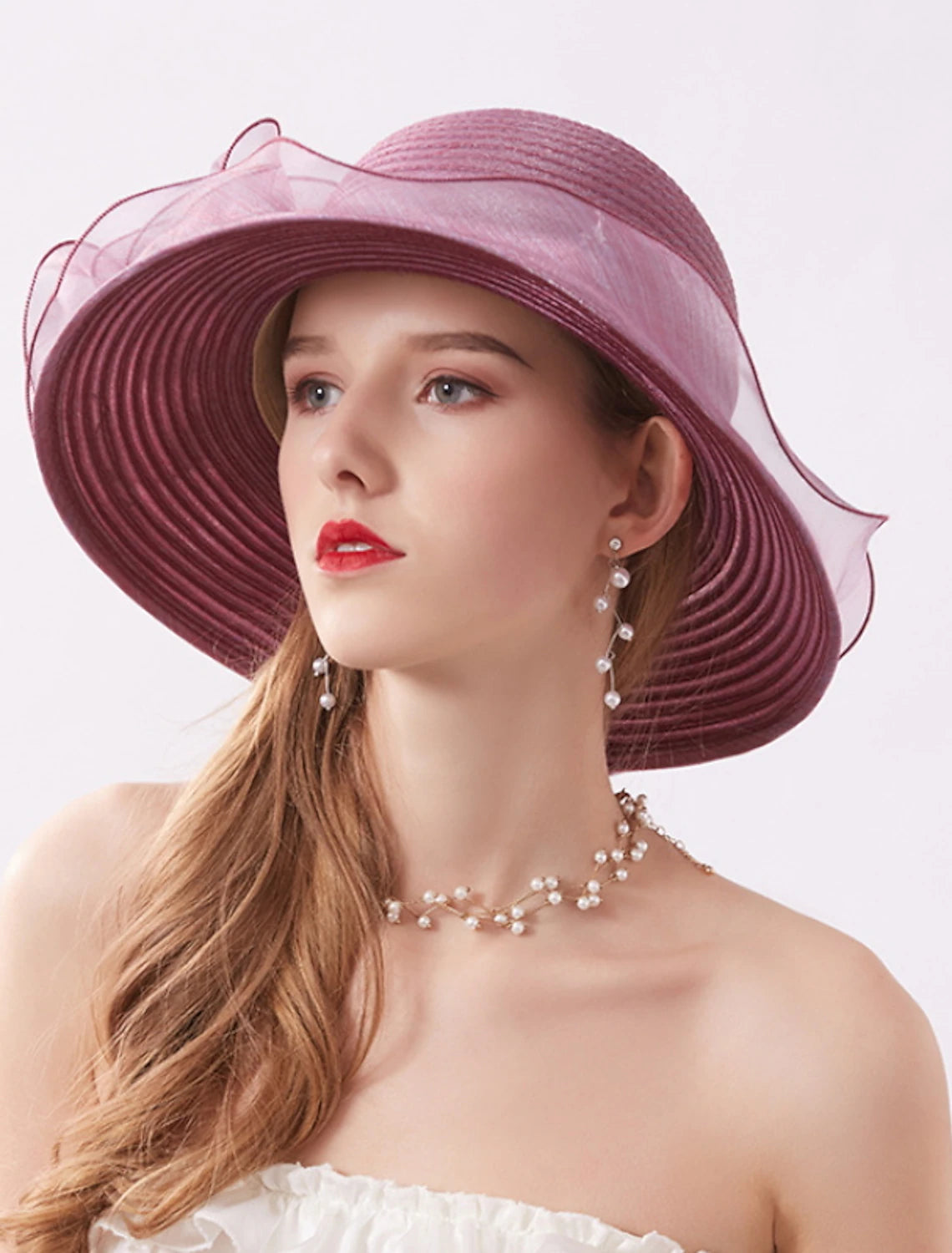 Wholesale Hats Net Sun Hat Casual Holiday Valentine's Day Valentine Melbourne Cup Fashion With Flower Headpiece Headwear
