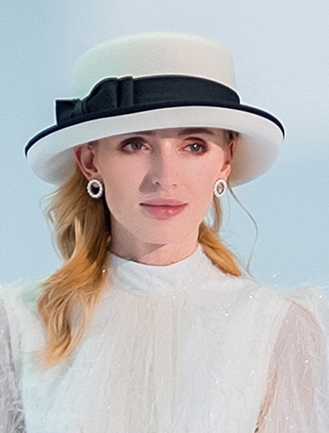 Wholesale Hats 100% Wool Fedora Hat Casual Tea Party Elegant With Bowknot Headpiece Headwear