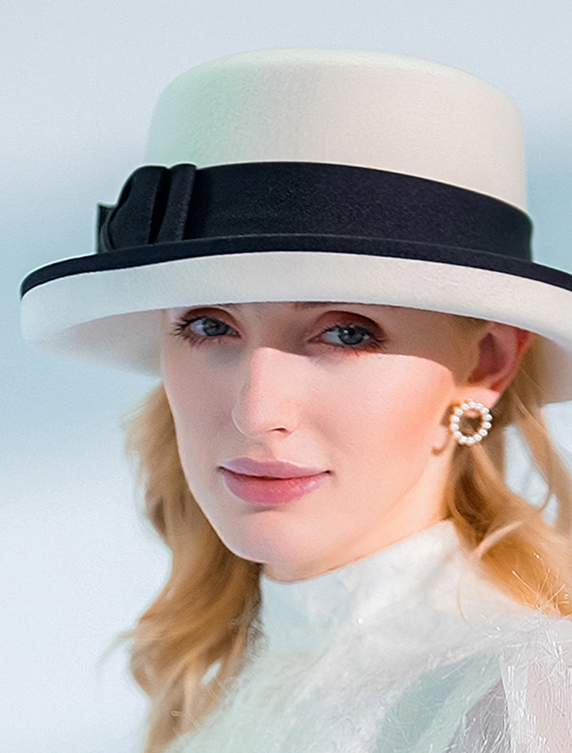 Wholesale Hats 100% Wool Fedora Hat Casual Tea Party Elegant With Bowknot Headpiece Headwear