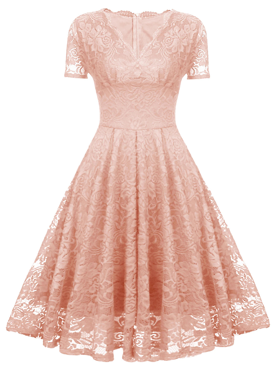 Wholesale A-Line Cocktail Dresses Minimalist Dress Holiday Wedding Guest Tea Length Short Sleeve V Neck Spandex with Lace