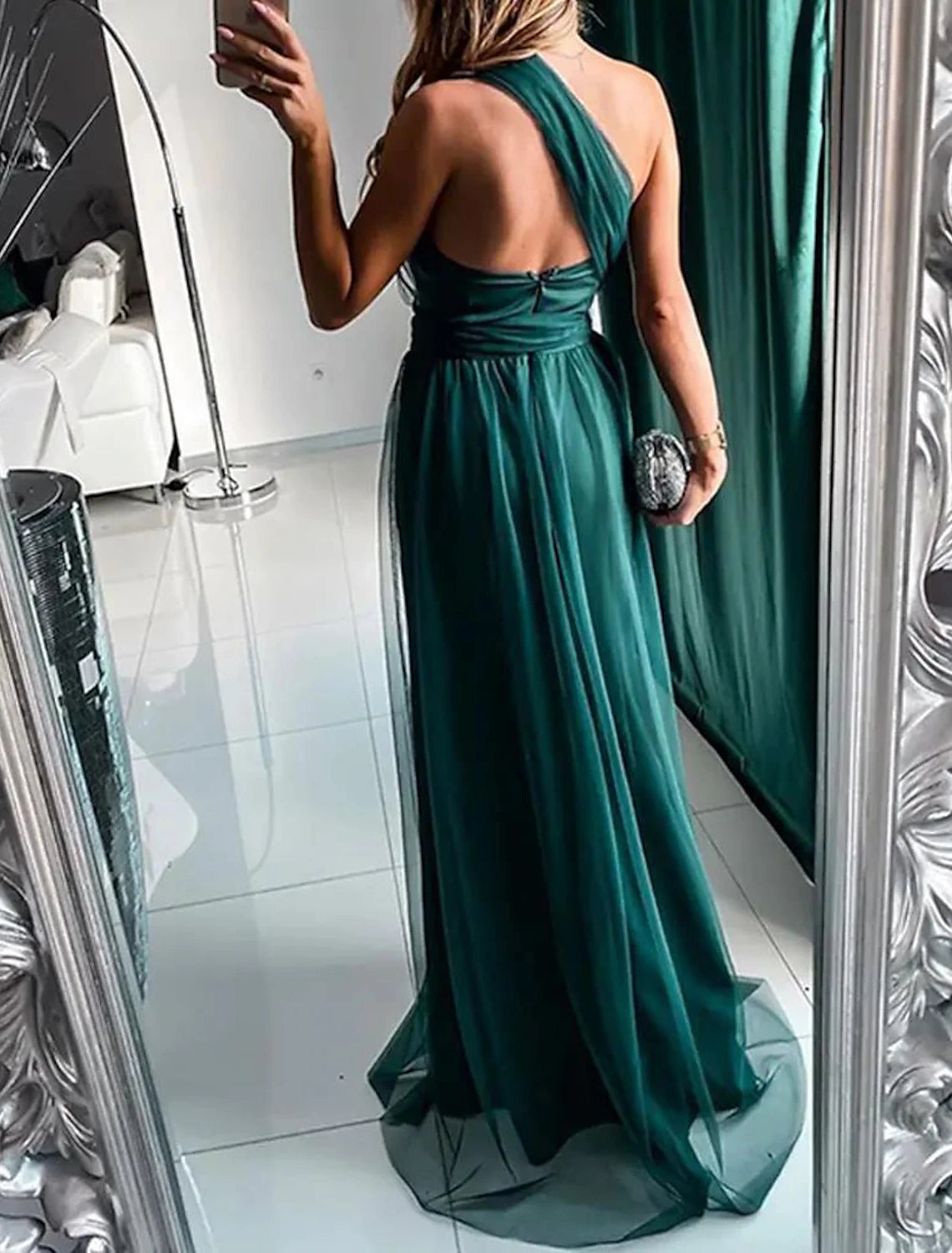 Wholesale A-Line Wedding Guest Dresses Sexy Dress Wedding Guest Prom Sweep / Brush Train Sleeveless One Shoulder Polyester with Pleats Slit