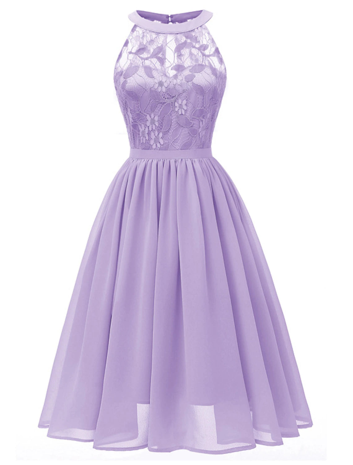 Wholesale A-Line Cocktail Dresses Minimalist Dress Party Wear Wedding Guest Short / Mini Sleeveless Halter Neck Lace with Pleats