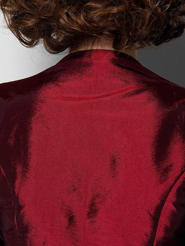 Wholesale Sheath / Column Mother of the Bride Dress Wrap Included Scoop Neck Knee Length Taffeta 3/4 Length Sleeve with Lace Sash / Ribbon