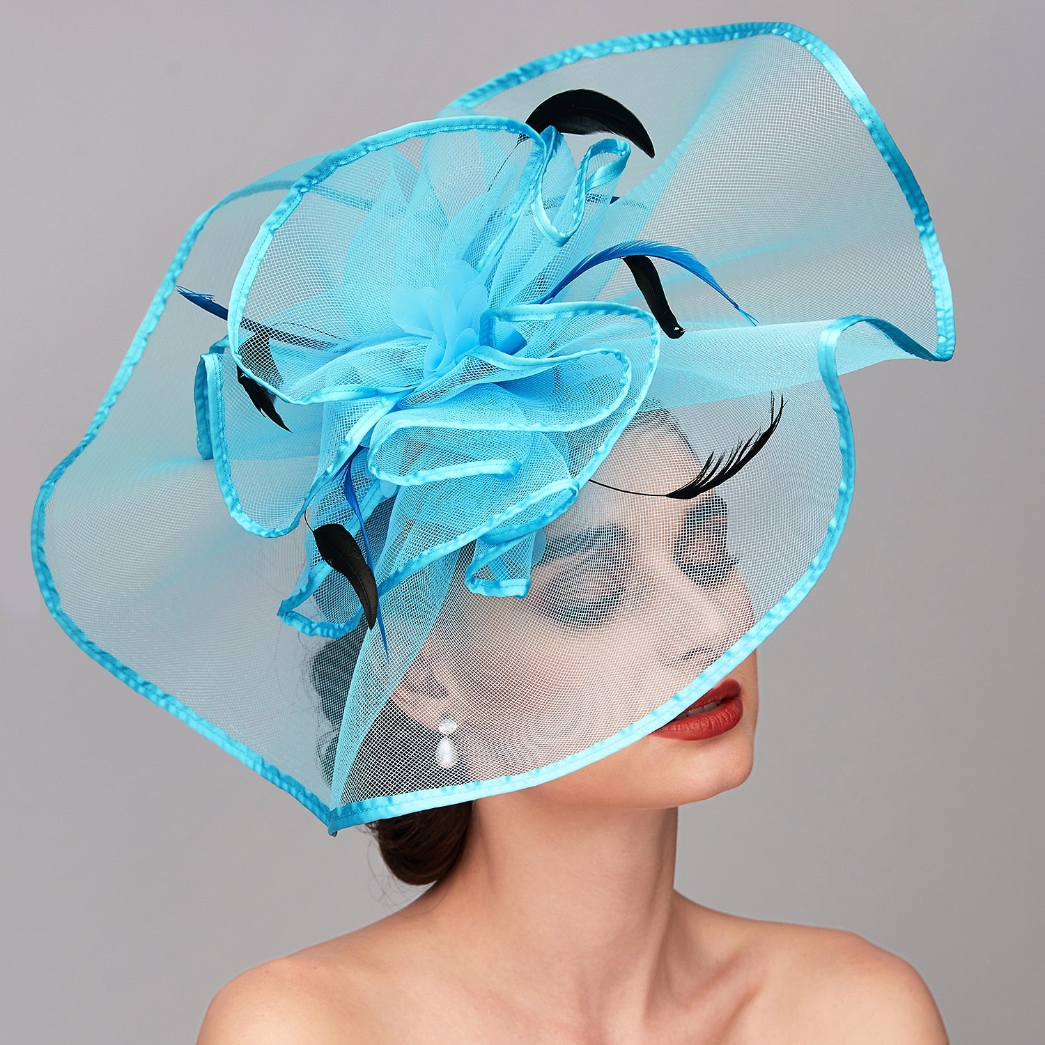 Wholesale Elegant & Luxurious Feather Linen Rayon Kentucky Derby Hat Fascinators Headpiece with Feather Floral Flower 1PC Melbourne Cup Wedding Horse Race Ladies Day Headpiece