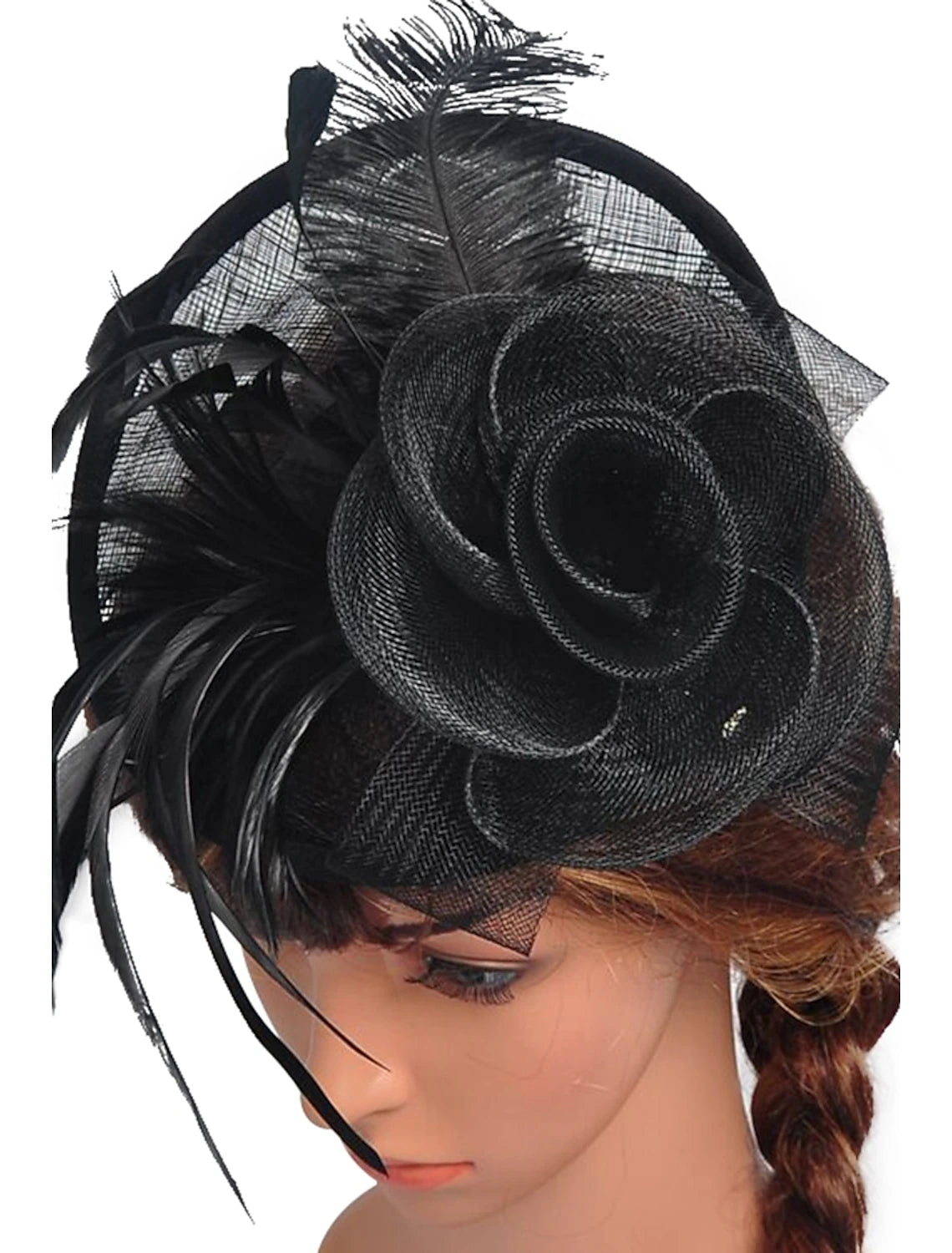 Wholesale Feather / Net Fascinators Kentucky Derby Hat / Flowers / Headwear with Floral 1PC Special Occasion / Horse Race / Ladies Day Headpiece