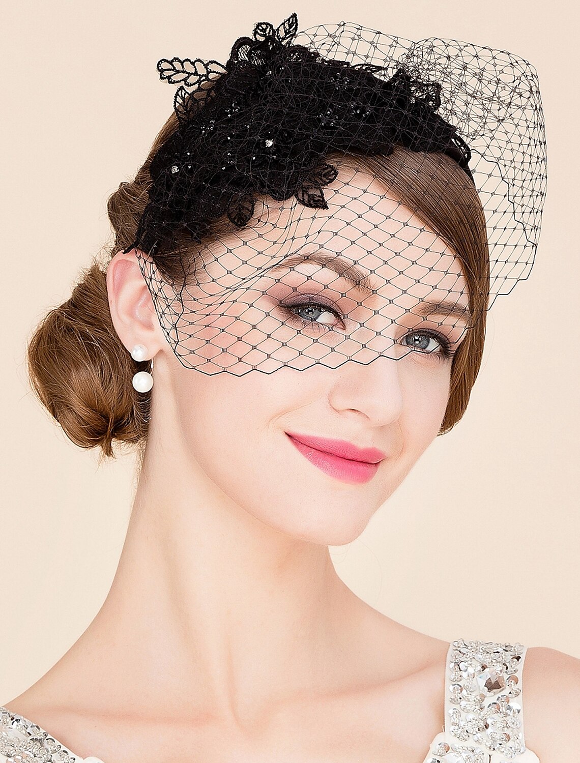 Wholesale Headwear Net Veil Hat Wedding Casual Tea Party Valentine's Day Horse Race Retro Romantic Classic With Tulle Face Veil Headpiece Headwear
