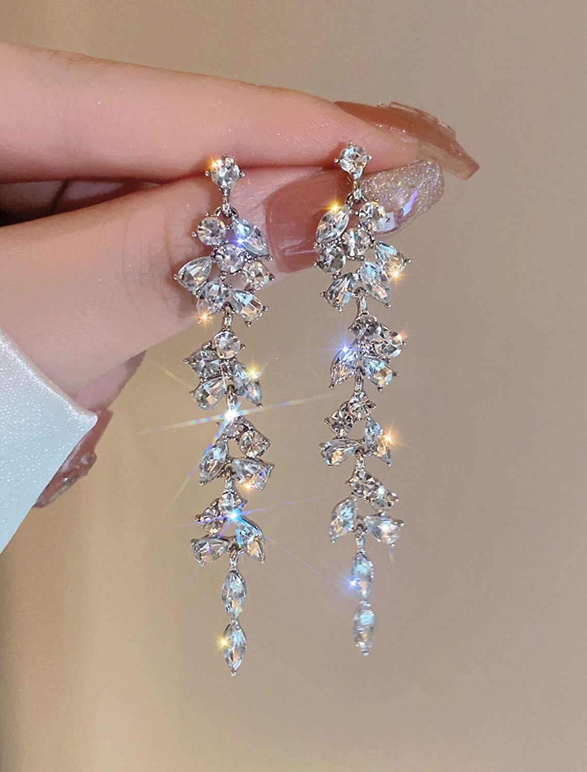 Wholesale Women's Drop Earrings Fine Jewelry Tassel Fringe Precious Stylish Luxury Earrings Jewelry Silver For Wedding Party 1 Pair