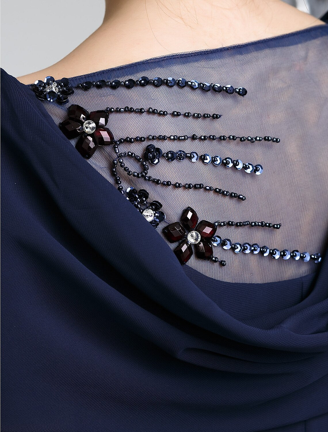 Wholesale Sheath / Column Mother of the Bride Dress Elegant Scoop Neck Ankle Length Chiffon Short Sleeve No with Beading