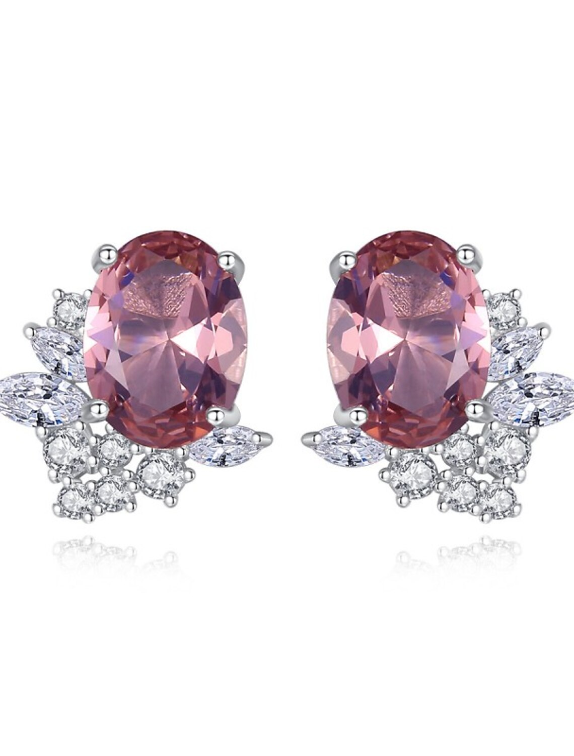 Wholesale Women's Clear Pink Synthetic Diamond Stud Earrings Fine Jewelry Classic Precious Stylish Simple S925 Sterling Silver Earrings Jewelry Rosy Pink For Wedding Party 1 Pair