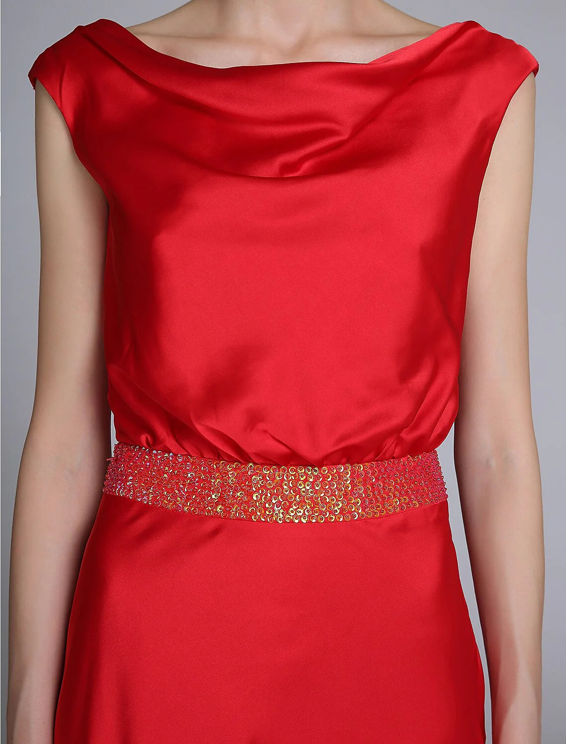 Wholesale Sheath / Column Mother of the Bride Dress Open Back Cowl Neck Court Train Taffeta Sleeveless No with Beading