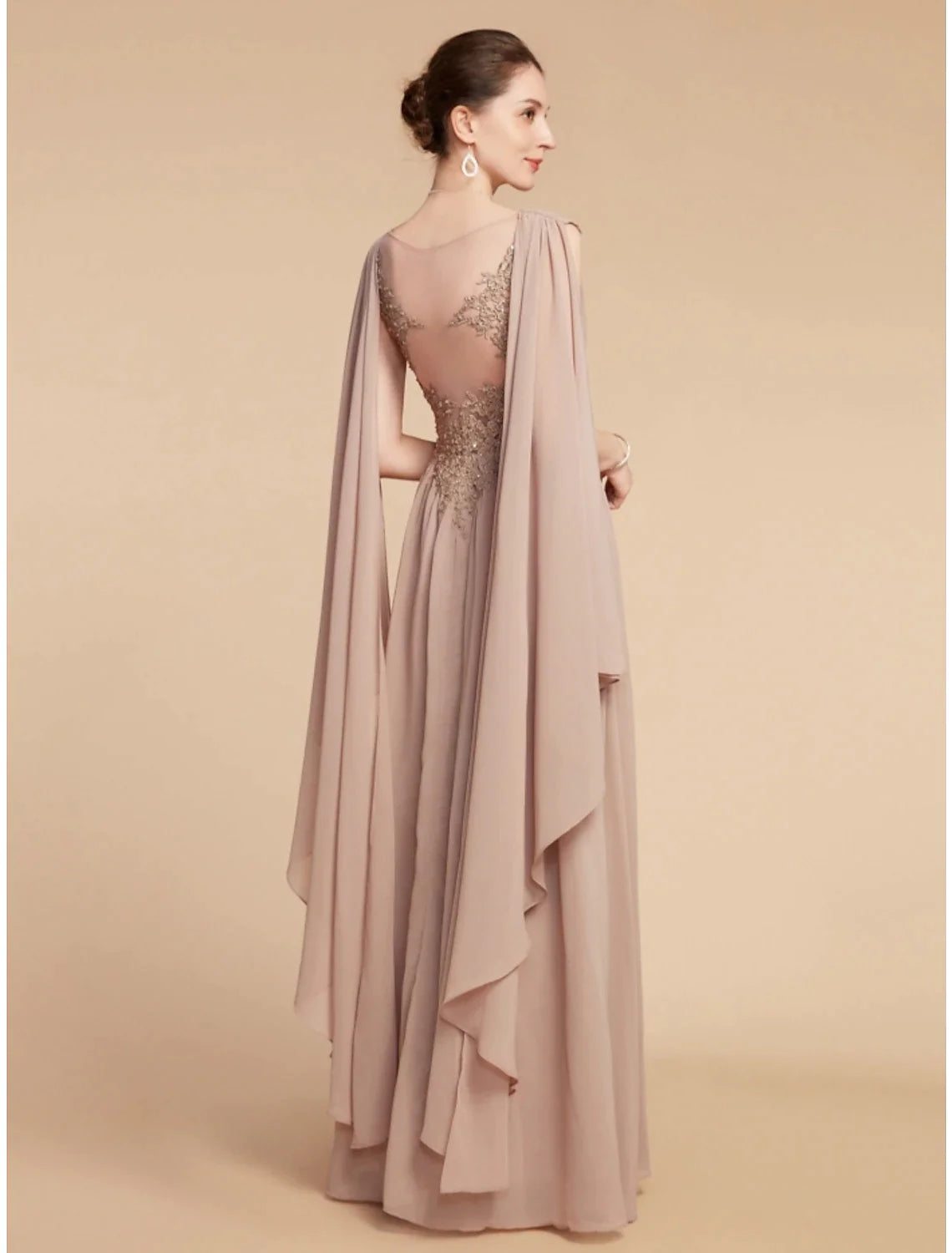 Wholesale A-Line Mother of the Bride Dress Wedding Guest Elegant V Neck Ankle Length Chiffon Lace Sleeveless with Ruching Solid Color