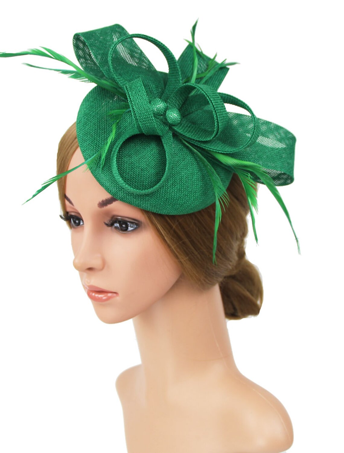Wholesale Fascinators Kentucky Derby Hat Headwear Polyester / Polyamide Bucket Hat Pillbox Hat Holiday Melbourne Cup Cocktail Royal Astcot With Feather Appliques Headpiece Headwear