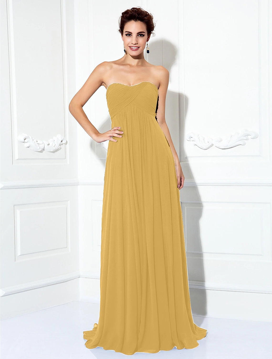 Wholesale  A-Line Minimalist Dress Wedding Guest Formal Evening Sweep / Brush Train Sleeveless Strapless Chiffon with Pleats Ruched