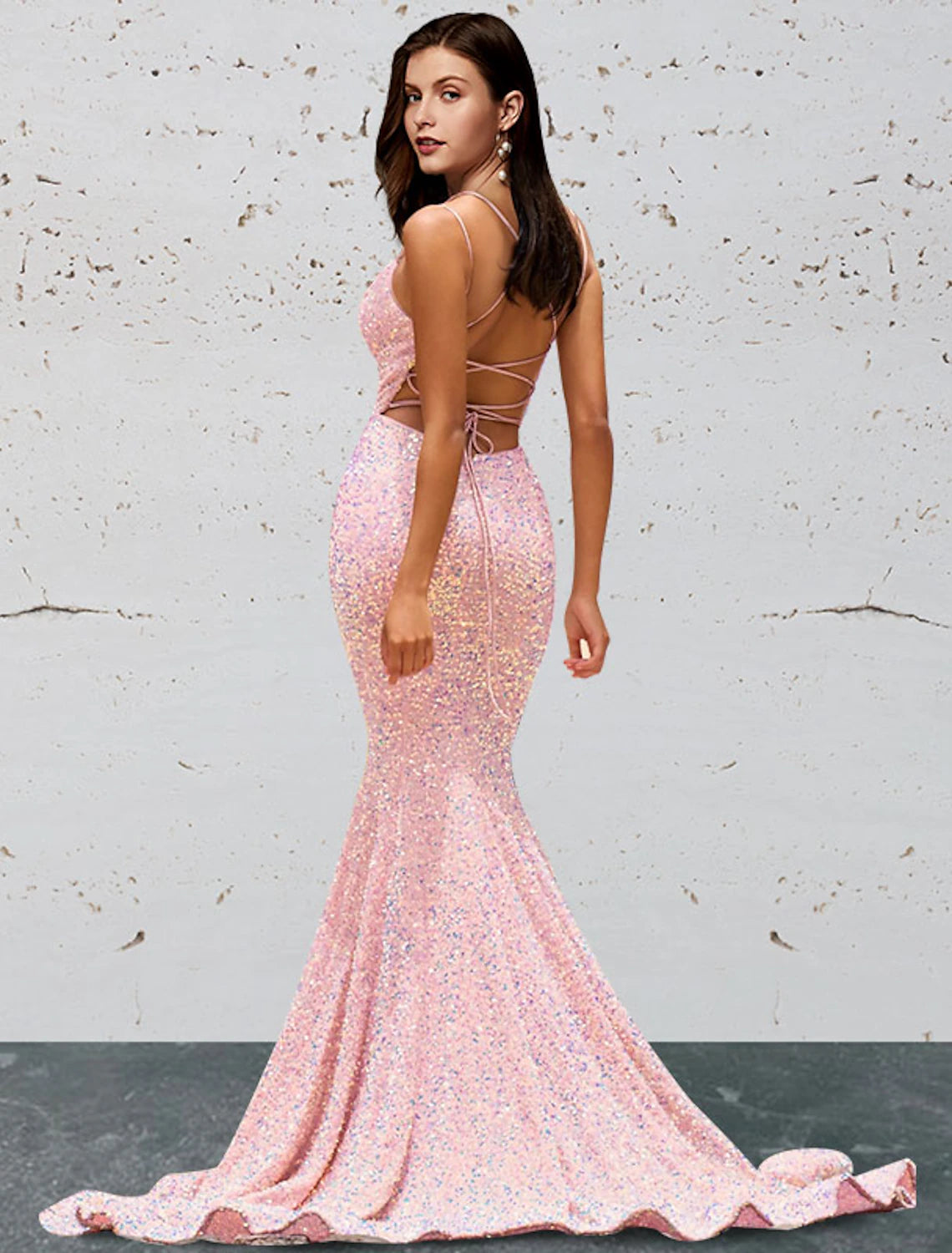 Wholesale  Mermaid / Trumpet Prom Dresses Open Back Dress Prom Sweep / Brush Train Sleeveless Sweetheart Sequined Backless with Sequin