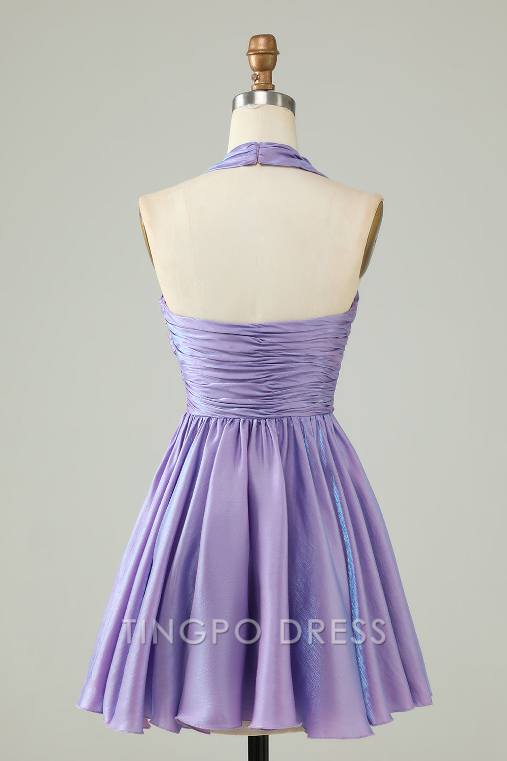 TingPo Wholesale Elegant Purple Halter Open Back Sleeveless A Line Homecoming Dress formal wear dresses