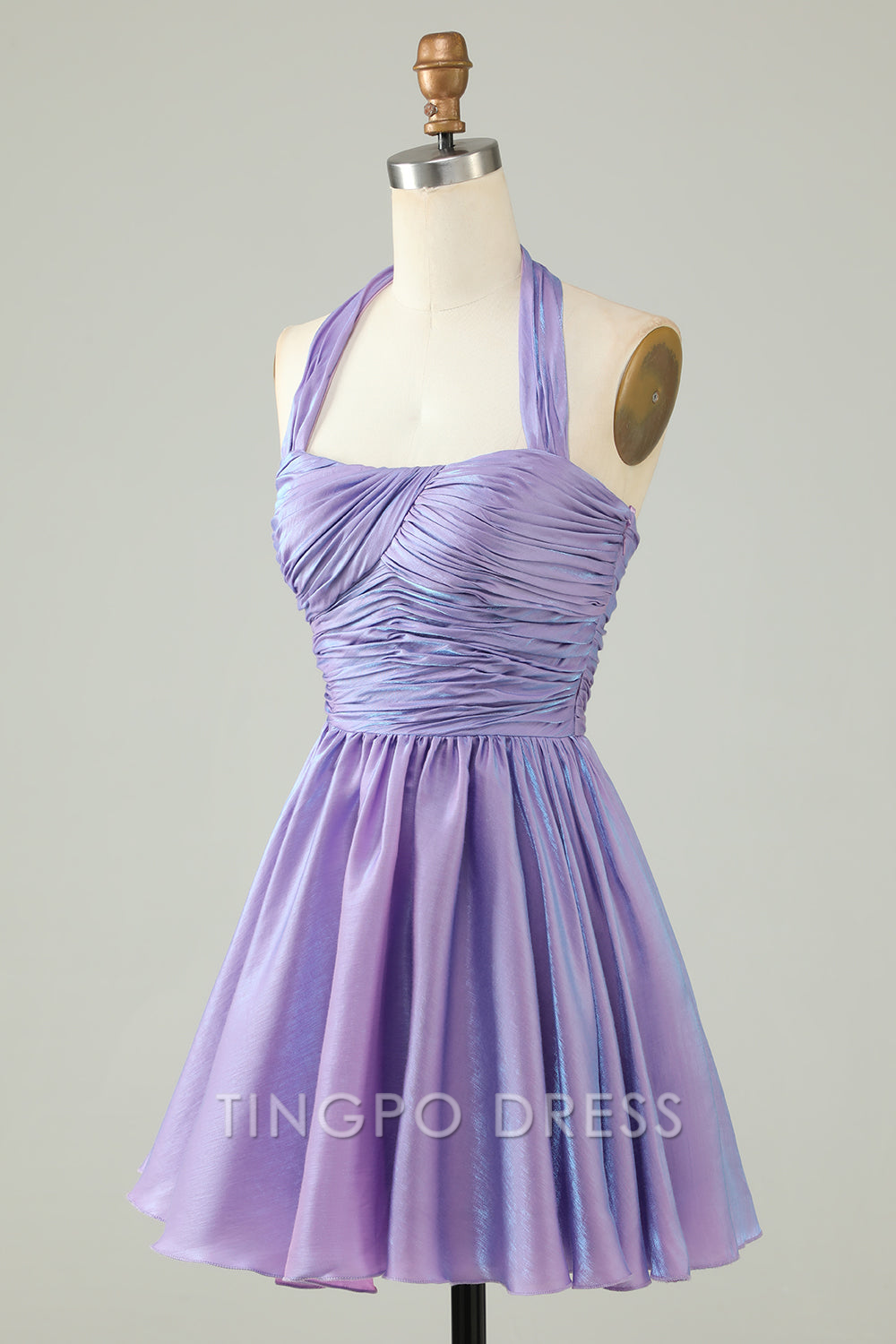 TingPo Wholesale Elegant Purple Halter Open Back Sleeveless A Line Homecoming Dress formal wear dresses