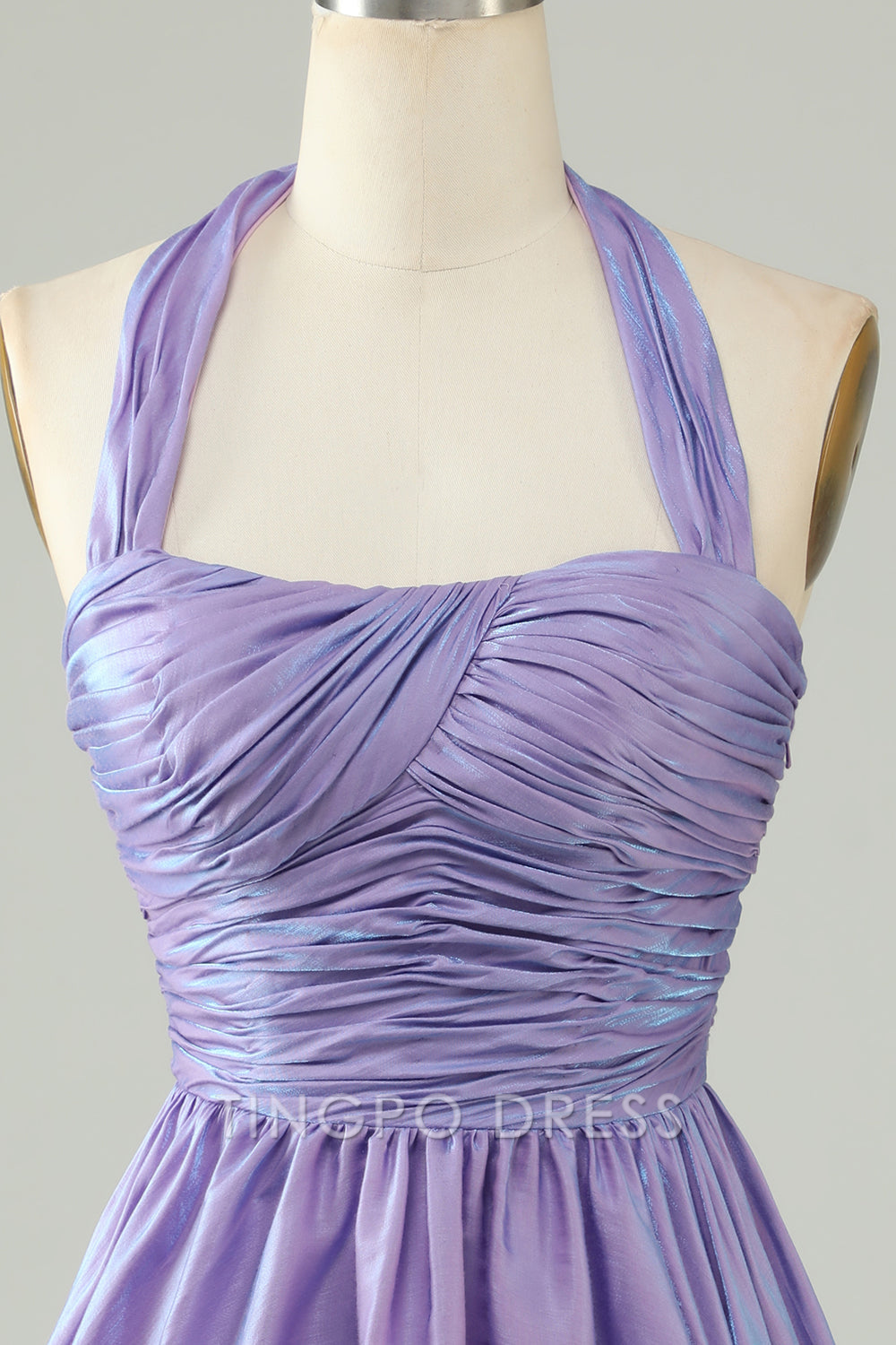 TingPo Wholesale Elegant Purple Halter Open Back Sleeveless A Line Homecoming Dress formal wear dresses